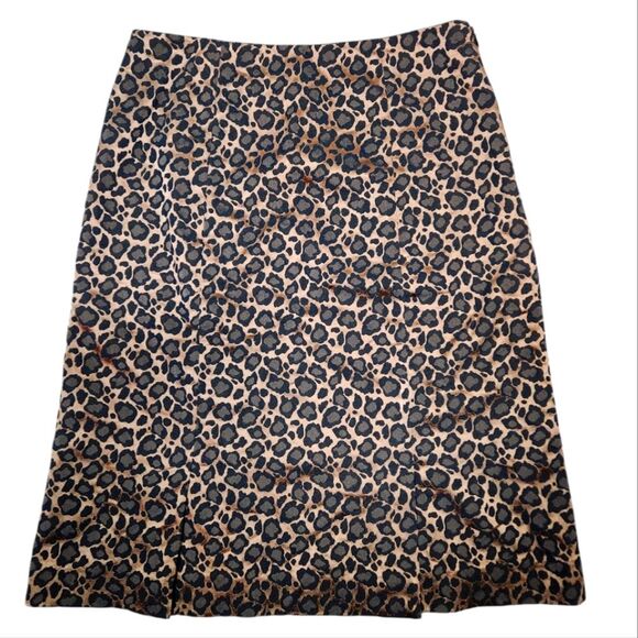 Vintage Y2K Harold's Skirt Leopard Print Brown Black Metallic Slit Ruffle‎ Hem 4 - Picture 1 of 9